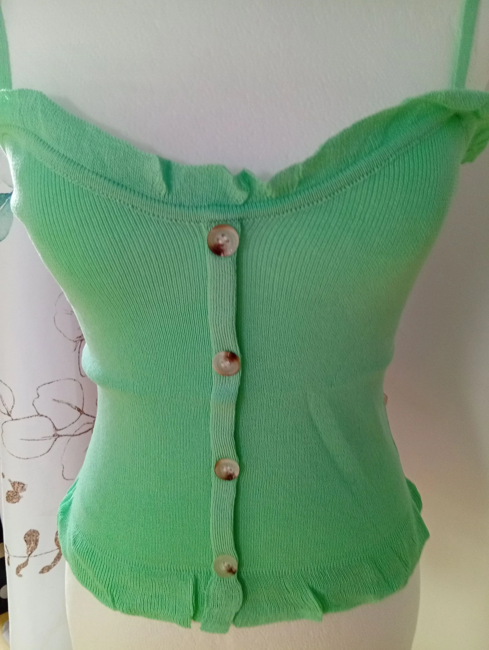 Top caraco acanalado con escote en corazón y tirantes ajustables 💯 viscosa talla 36/38 – photo 3